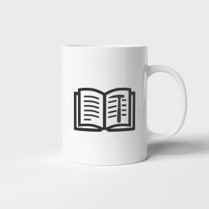 Filmkoppen #6 - En keramikk-kopp med et motiv bestående av en åpen bok med en hammer inni